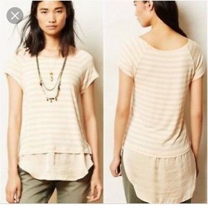 Anthropologie Bordeaux pink striped top Size Small